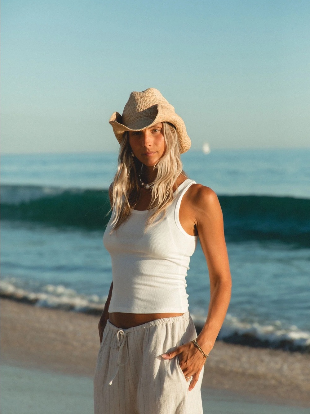 Solai the Label Weekend Cotton Blend Tank White